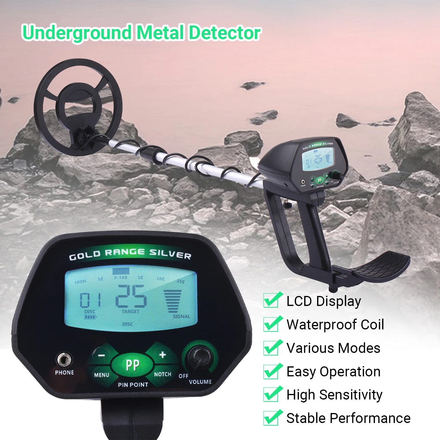 Metal Detector,Lithium Battery,9 Volts, Plastic,operating Frequency 6 KHz,Security Screening, Treasure Hunting,Inventory Checks