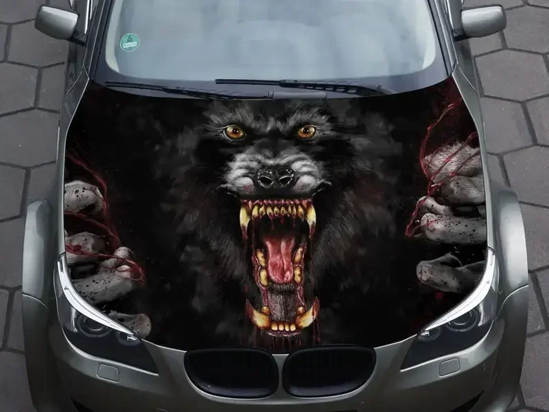 Car Accessories Hood Decal Wrap Wolf Werewolf Angry Vinyl Sticker Graphic Truck Decal Truck Graphic Bonnet Decal Skull F150 Car