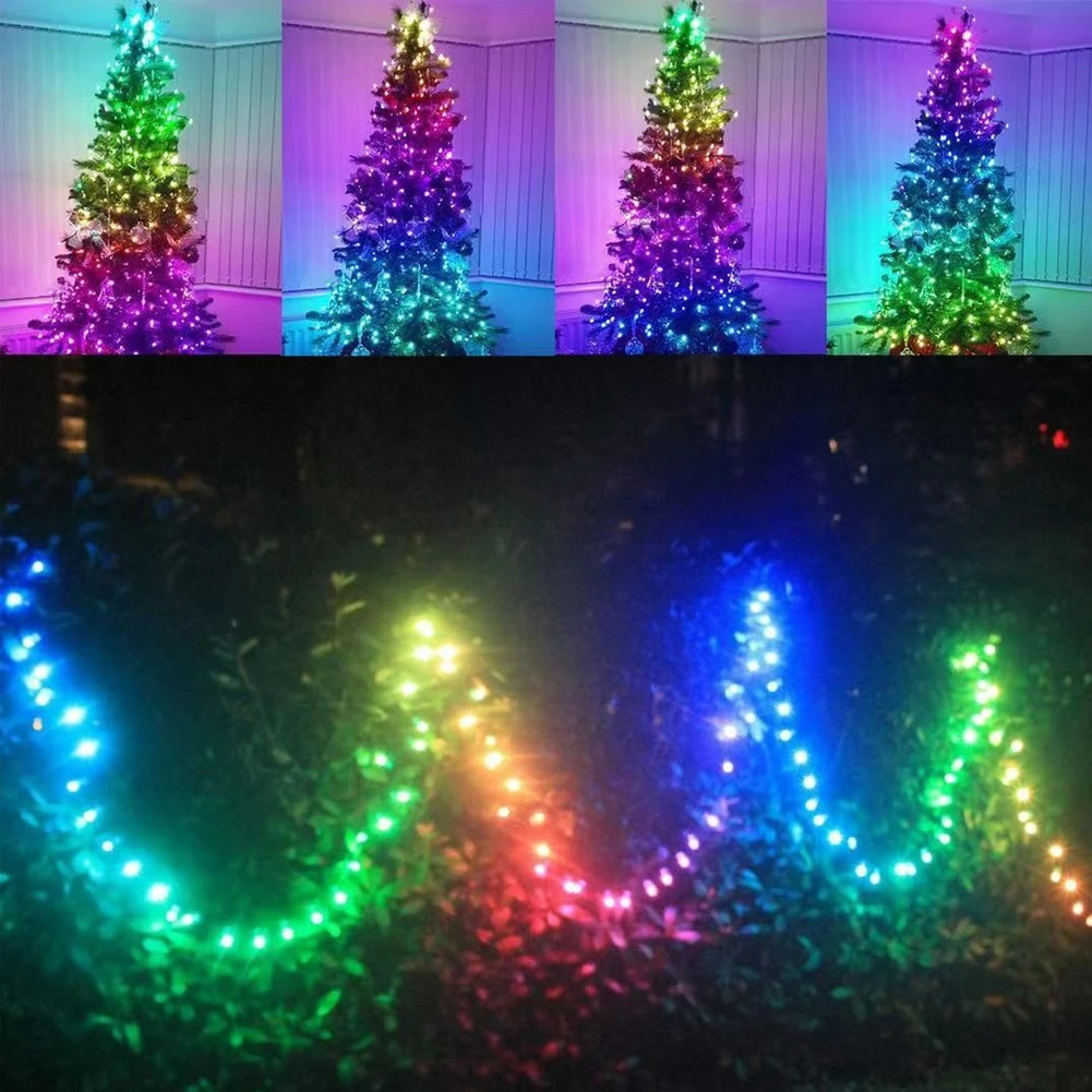 LED Bluetooth String Fairy Lights, Cor dos Sonhos, RGB, Endereçável, Festa, Natal, Feriado, Decoração do Casamento, Guirlanda