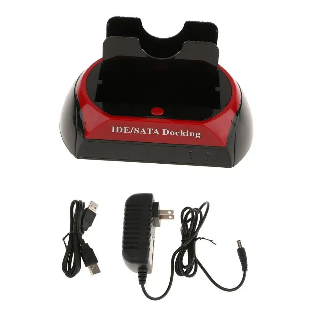 HDD Docking Station Dual Bay Sata IDE HDD Dock High Speed USB 2.0 Hard Disk Base for Universal Home or Office Use