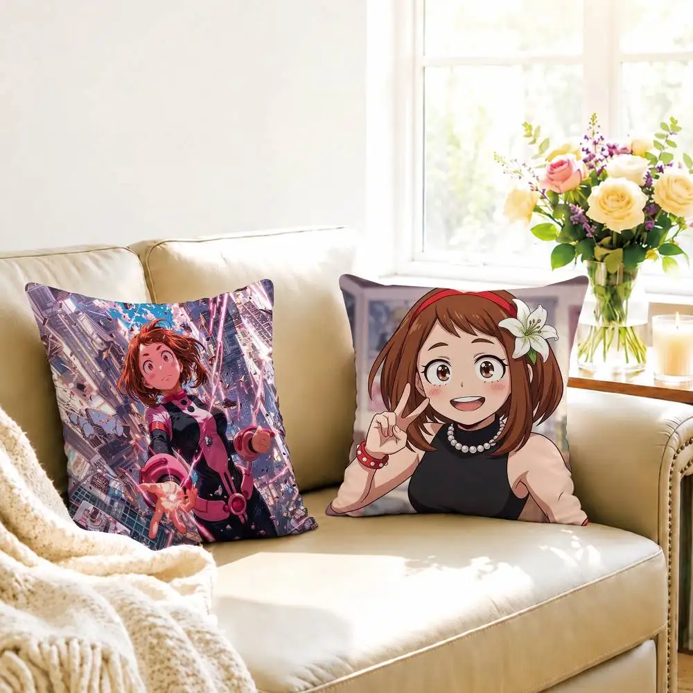 Anime My Hero Academia Ochaco Uraraka Pillow Case Square Double-Sided Sofa Cushion Cover Bedroom Bedside Pillow Gift