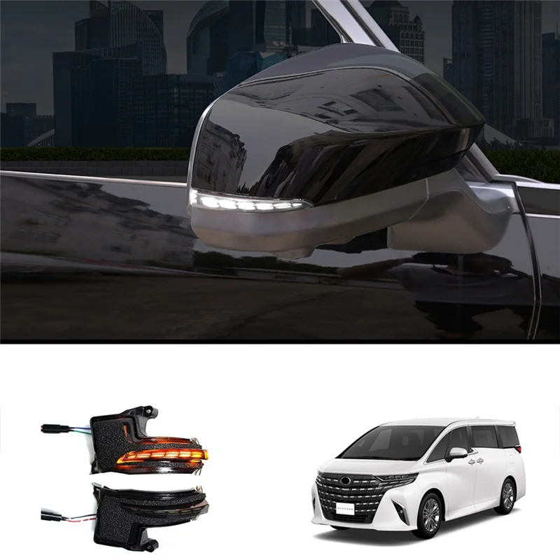 เลี้ยวไฟสัญญาณสําหรับ Toyota ALPHARD/VELLFIRE 40 Series 2023 + กระจกมองข้าง LED แบบไดนามิกไฟแสดงสถานะสีเหลือง