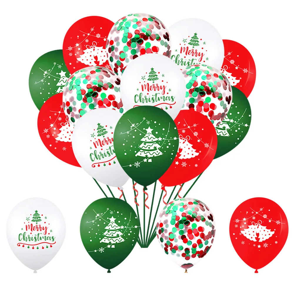 

12 Inch 30pcs Latex Balloons Christmas Tree Merry Christmas Red Balloons Green Balloons For Christmas Decoration