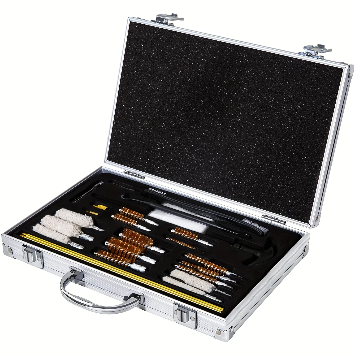 

25 GK08 barrel brushes, copper wire cotton brushes, aluminum box set, cleaning and cleaning tools, aluminum box gun brushes