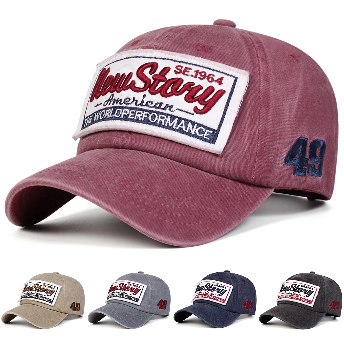 Unisex NEW STORY Baseballkappen mit Buchstaben-Stickerei, Waschbar, Frühling Herbst Outdoor Verstellbare Freizeithüte Sonnenschutzkappe Sportmütze