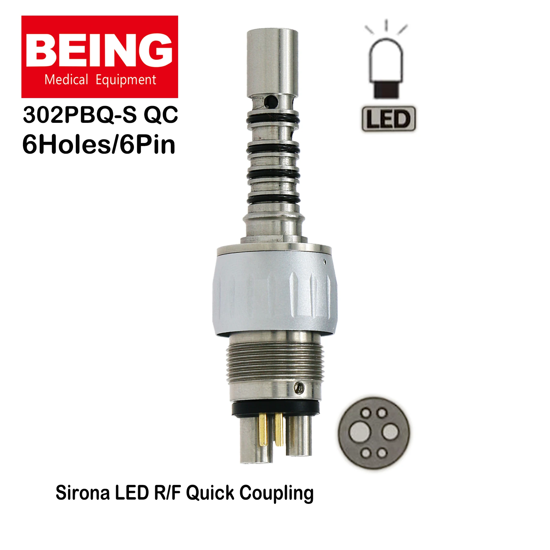 Being Dental Coupling 4Holes LED Coupler 6Pin 6Holes For KAVO NSK Sirona Type LED Fiber Optic High Speed Turbine Handpiece