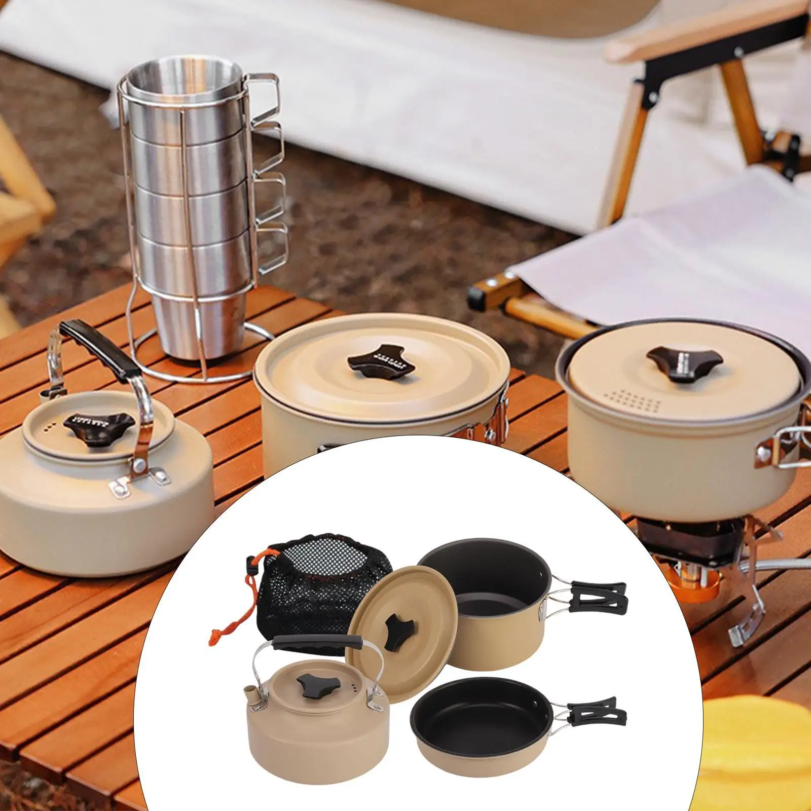 

Camping Cookware Set Multifunctional Frying Pan for Picnic Travel Fishing