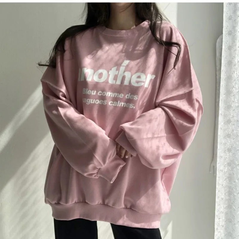 

Fashion O-Neck Spliced Loose Printed Letter T-Shirts Female Clothing 2025 Autumn New Oversized Casual Tops Young Style Tee Shirt