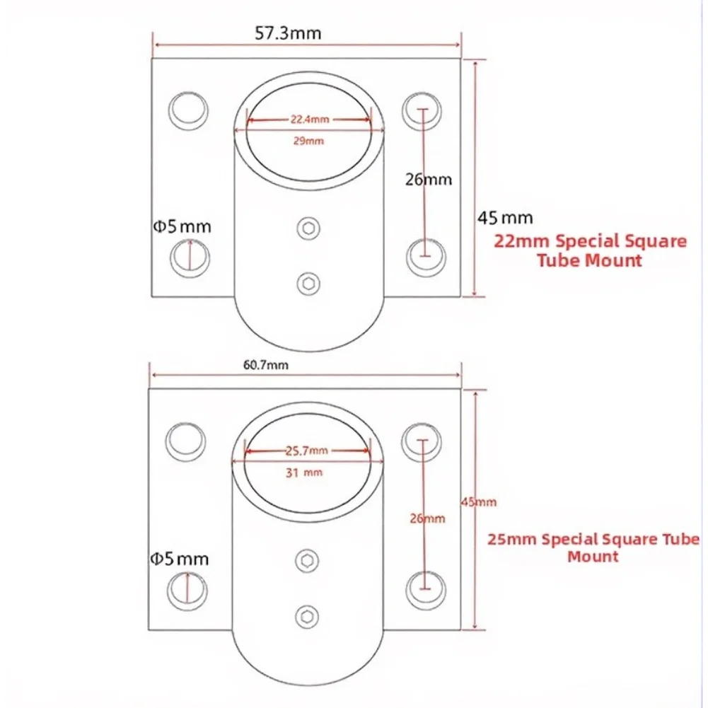 Rectangle Stanchion Base Mirror Polished 316 Stainless Steel - 6.7cm x 5.5cm x 4.1cm for Exhibition and Trade Shows