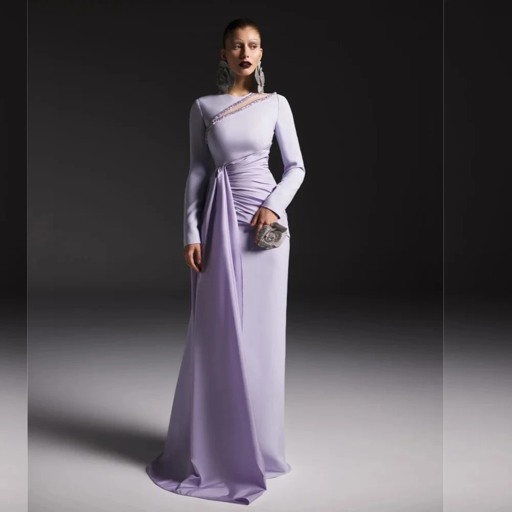 

Beaded Women Long Sleeves Bespoke Occasion Gown Evening Dresses Pastrol Unisex Jersey Retro Dubai Saudi Arabic Prom Customized