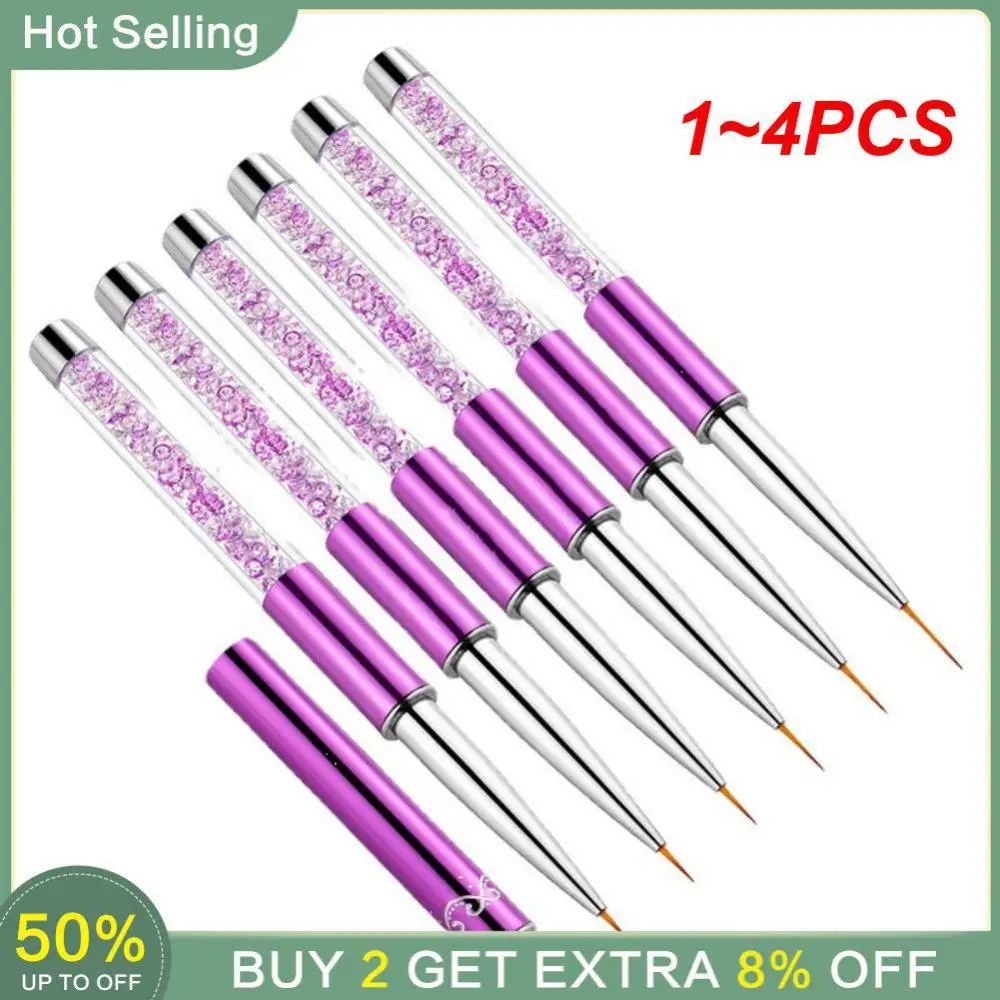 1~4PCS Set With Pen Cover Hard To Shed Convenient Nail Care Wire Pencil Nail Tool Purple Drill Pipe Color Painting Stripe