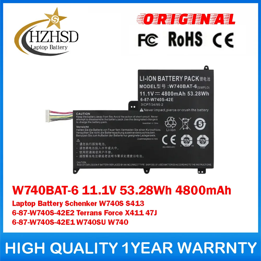 Batería original para ordenador portátil W740BAT-6, 11,1 V, 53,28 Wh, 4800mAh, para Clevo Schenker W740S S413 6-87-W740S-42E2 Terrans Force X411