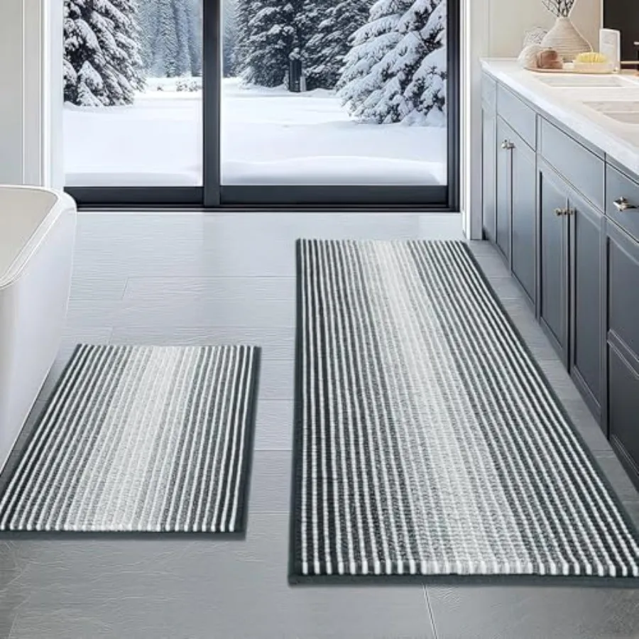 

Bathroom Rugs and Mats Sets, 2 Pcs Thick Absorbent Chenille Non Slip, Soft Shaggy Bath Room Floor Mats for Bathroom, Machine Wa