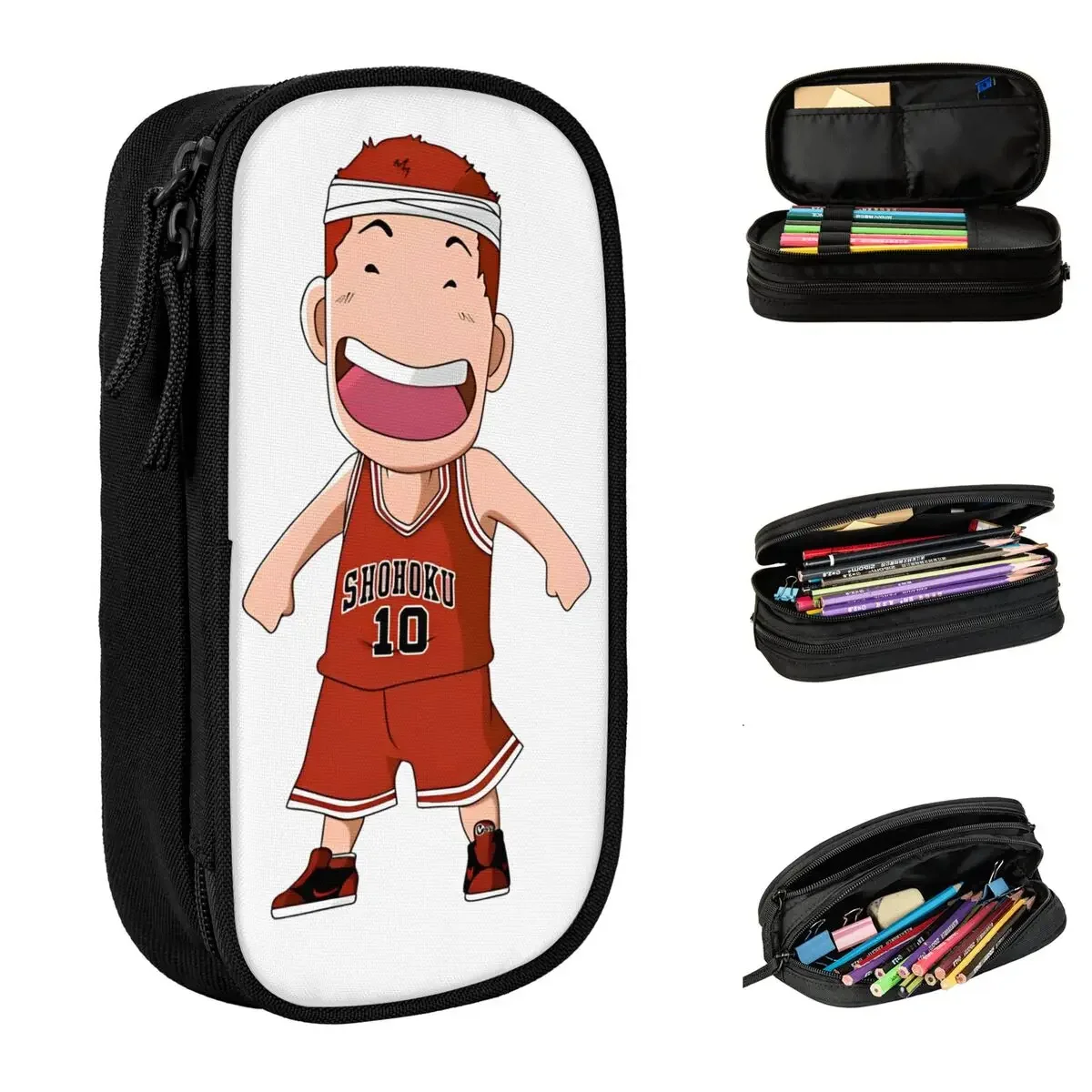 

Slam Caricature Hanamichi Sakuragi SHOHOKU Pencil Cases Classic Pen Bags Big Capacity School Supplies Cosmetic Pencilcases