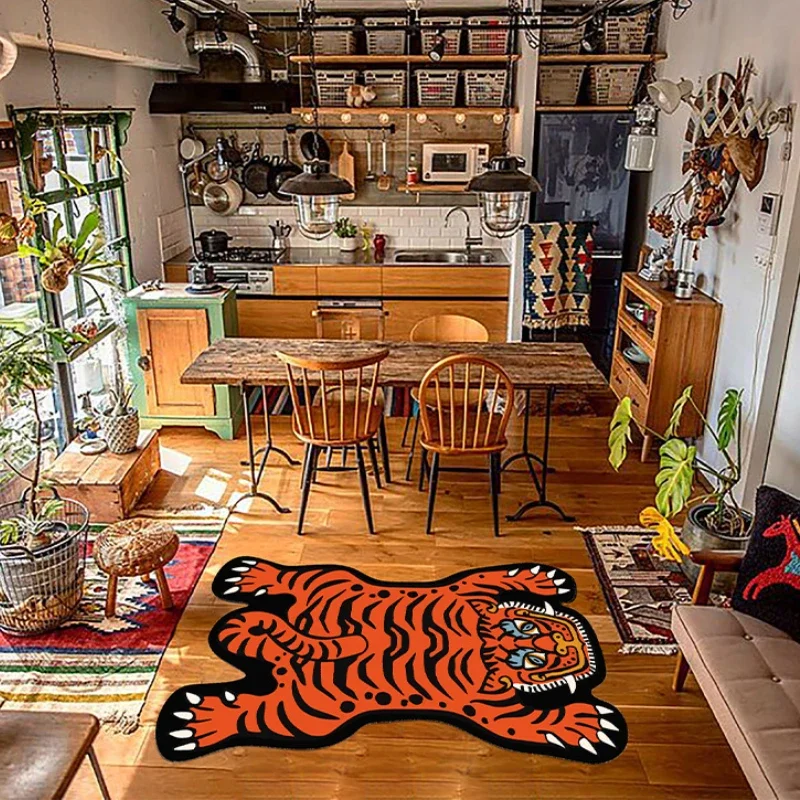 Cartoon Tiger Carpet for Children's Bedroom, Bedside Carpet, Large Area, Cloakroom Plush Rug, Home Decorative Floor Mat,