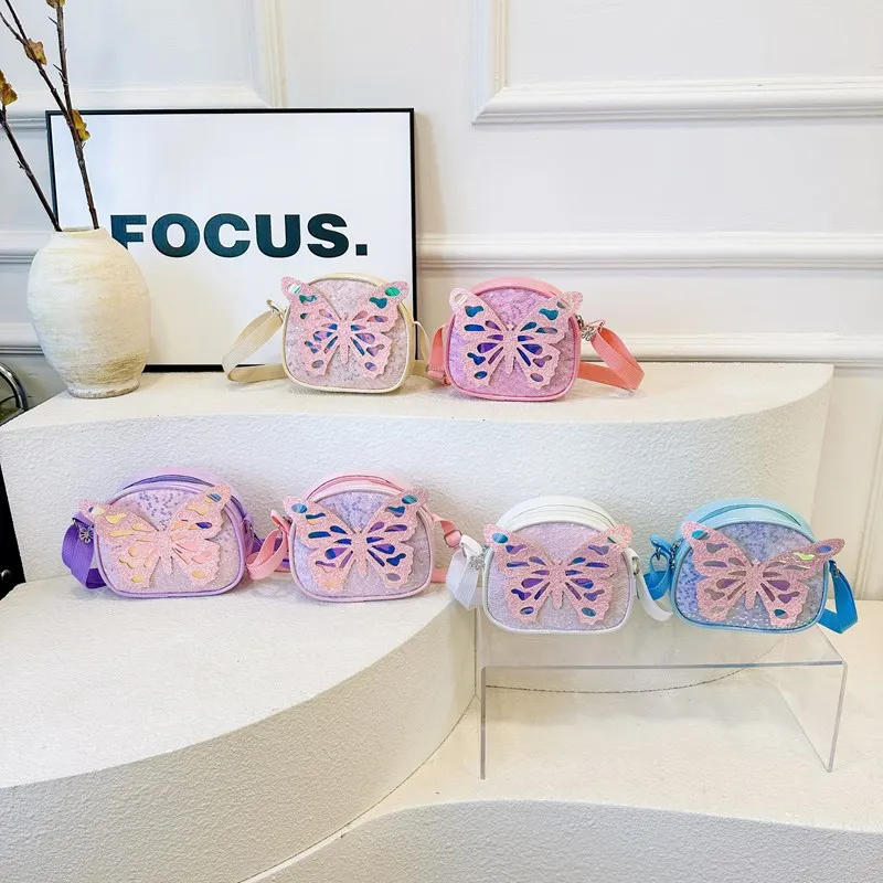 جميل Bowknot الفتيات حقيبة كتف موضة الترتر الأطفال محفظة نسائية للعملات المعدنية حقائب كروسبودي الصغيرة الحلو الاطفال بولي PU حقائب اليد الكرتون