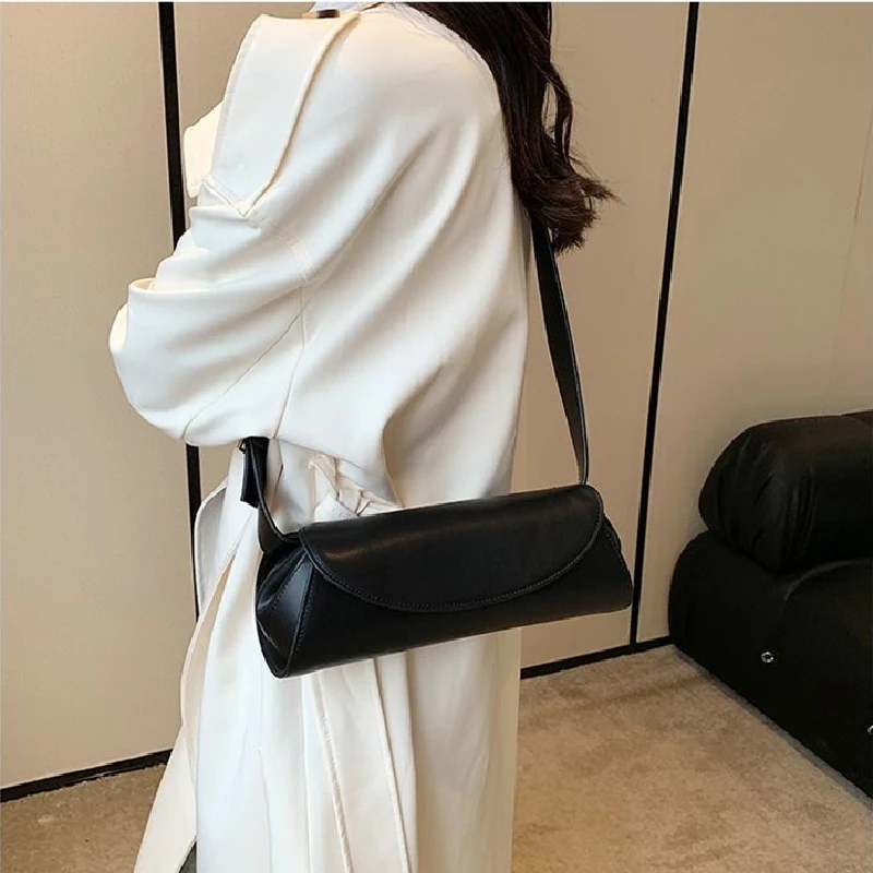 Adjustable Wide Strap Shoulder Bag for Women, Underarm Bag, Small Retro PU Casual Handbag, Shopper Purse, Fashion Crossbody Bag