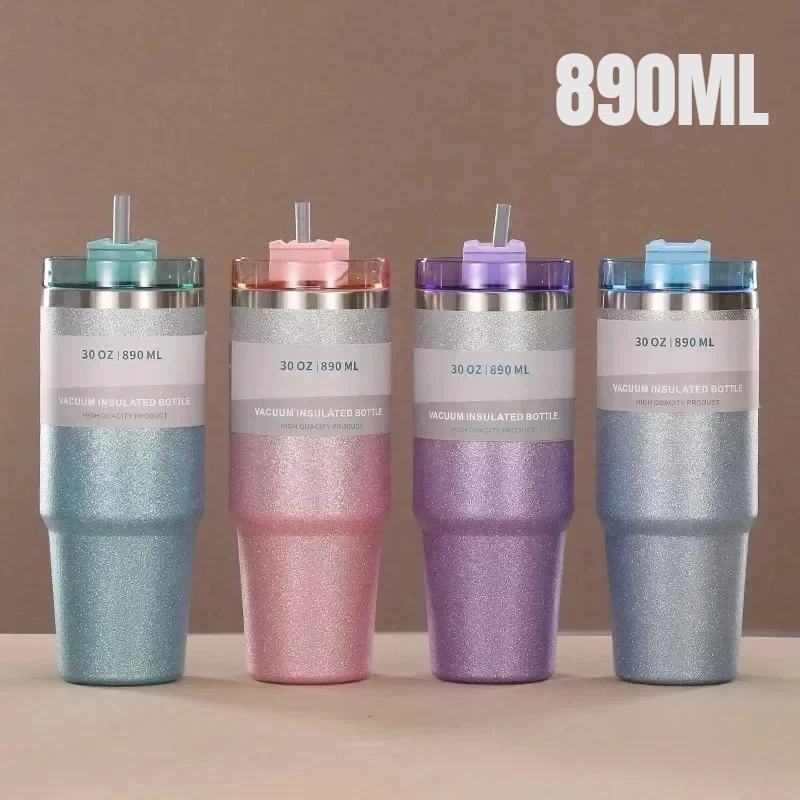 Becher aus rautenbemaltem Edelstahl 304, Autoisolierung mit Farbverlauf und Kältekonservierung, Autobecher, Kaffeetasse, doppelschichtiger Eisbecher