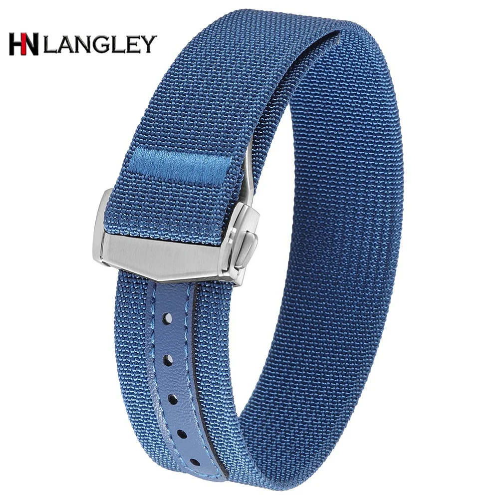 Faltbare Schnalle Nylon-Uhrenarmband Canvas-Uhrenarmbänder Armband 20mm 22mm für Omega für Swatch Universelles Sport Wasserdichtes Uhrenband