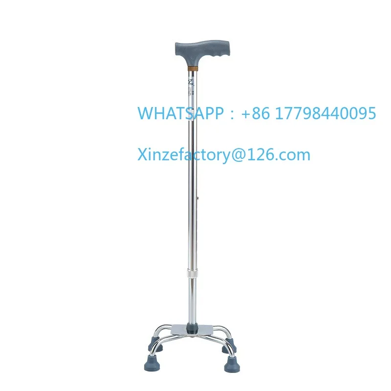 

Telescopic anti-skid adjustable mountaineering outdoor four-corner elderly anti-skid crutches assisted walking crutches