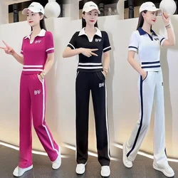 Women's Casual Tracksuit 2023 Spring Summer New Korean Loose Short Sleeve Tops Pant 2 Two Piece Set For Women Fashion Sportswear