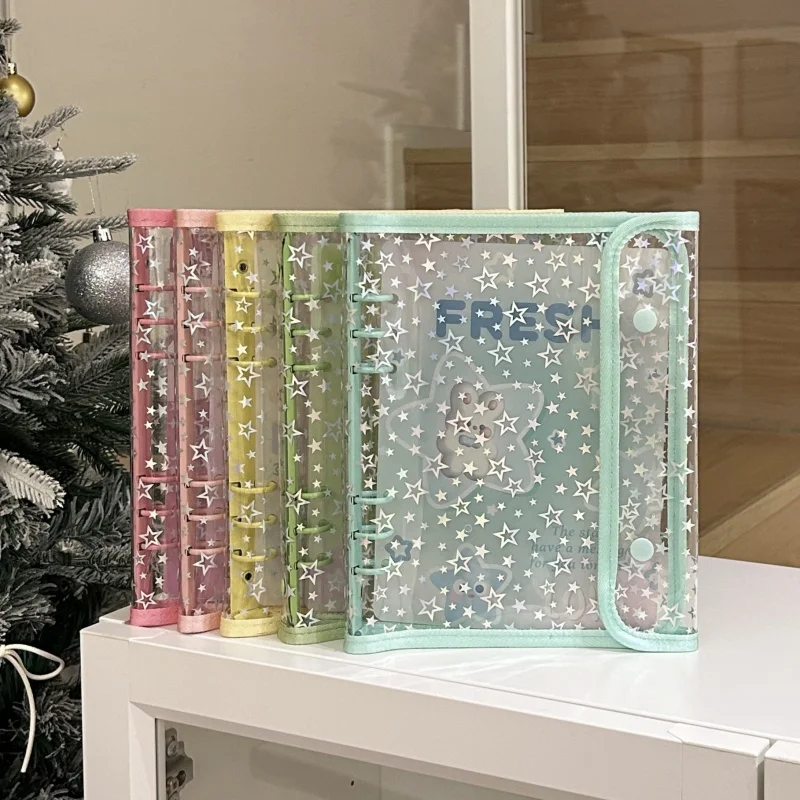 A5 Sparkling Blinging Double Buckle Loose-leaf Photocard Binder Cover Kpop Idol Card Photo Album Storage Cover School Stationery