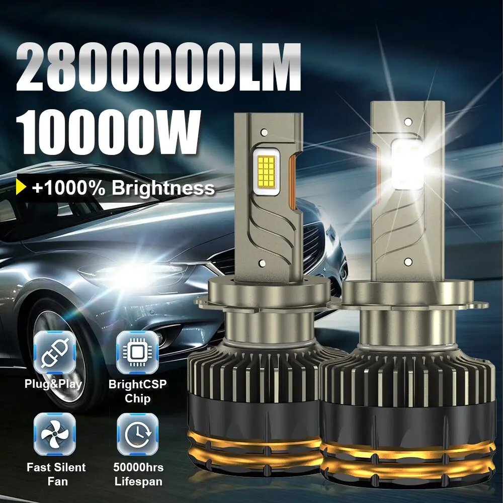 

HB4 H11 H4 H1 9012 HB3 9005 9006 H7 LED Bulb CANBUS Car Headlight Super Bright Turbo Light 2800000LM LED Headlamp Plug and Play