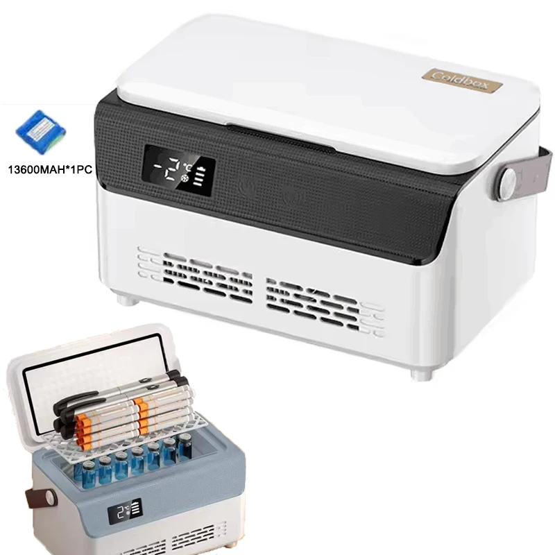 

Double Insulin Refrigerated Box Outdoor Car Travel Mini Cooler Medicine Refrigeration Constant Temperature with 13600mAh Battery