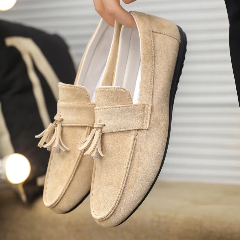 

Легкая модная обувь для ленивых, мужская повседневная обувь, мужские дышащие слипоны, мужские замшевые туфли для вождения, удобные лоферы, мокасины