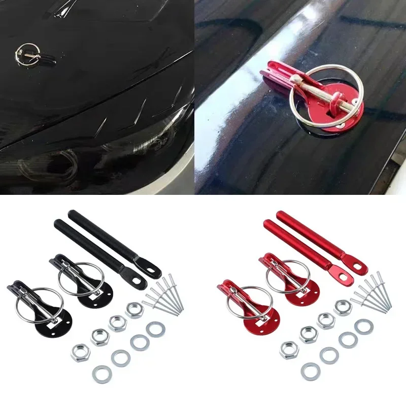 

Hood Pin Kit, Universal Bonnet Hood Pins Lock Latch Kit Aluminum Racing Latch Catch Pin Key Locking Kit Car Accessories Replace