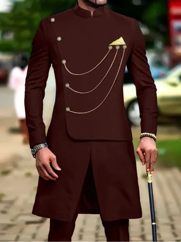 

2025 New Casual Fashion Hot Selling Printed Men's Suit Slim Two-piece Set Trajes Elegante Para Hombres Terno Masculinos Completo