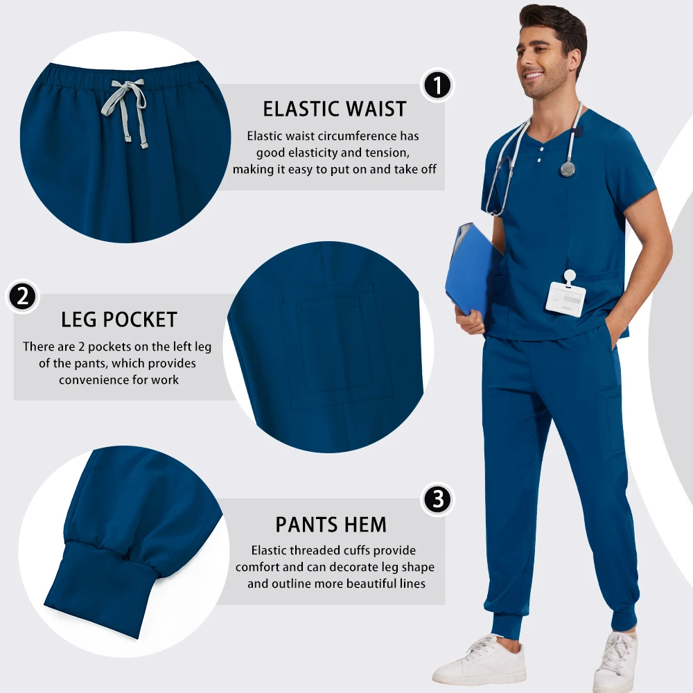 ชุดยูนิฟอร์มแพทย์แบบสครับ ผ้าระบายอากาศ ยืดหยุ่น ชุดทำงานในห้องปฏิบัติการ ชุดพยาบาลโรงพยาบาล แขนสั้น ทรงจ็อกเกอร์ ขายส่ง