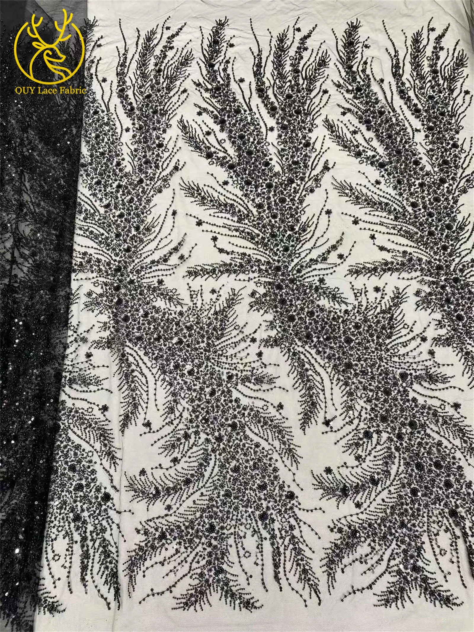 2026 Luxuriöser, zarter Netzstoff mit Perlenstickerei, 5 Yards, eleganter, hochwertiger afrikanischer Spitzenstoff für Hochzeits- und Abendkleider zum Nähen – Detail 24
