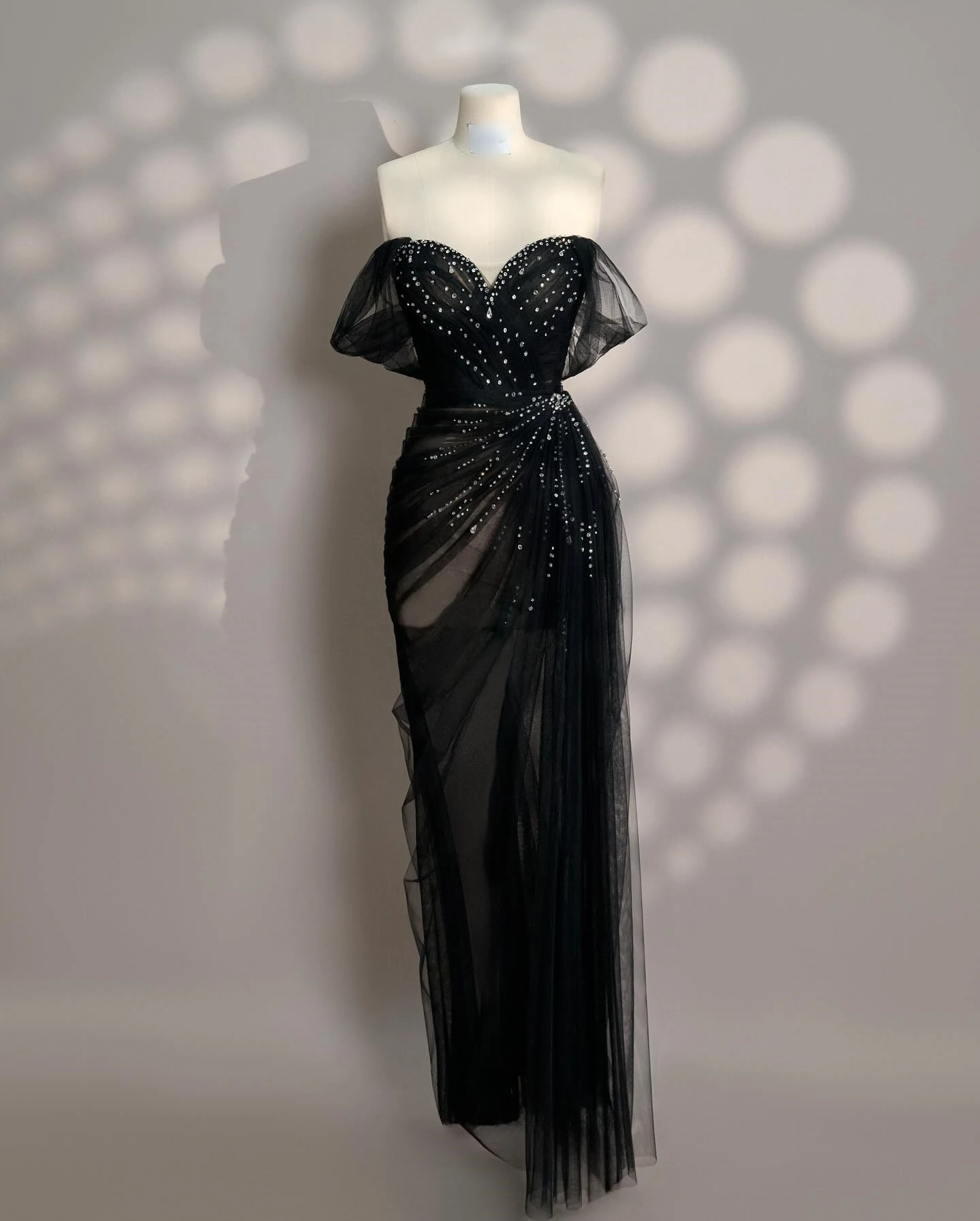 

Customized Sexy Organza Straight Off the Shoulder Crystal Evening Dress High Quality Sweetheart فستان سهرة نسائي