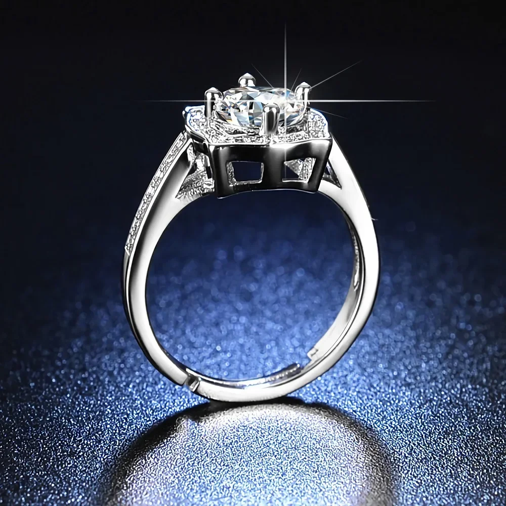 New 925 Sterling silver romantic Crystal square Rings for women Adjustable size fashion party wedding Accessories Jewelry gifts