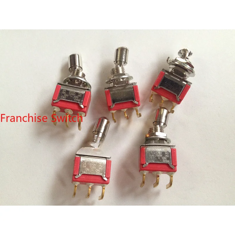 5PCS Original Toggle Switch Bent Foot 3-foot 2-gear Gold-plated  With Lock Anti-collision   2A250V