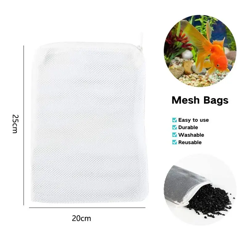 5 Pcs/Set Aquarium Filter Bag Fish Tank Mesh Bag Zipper Net Pond For Bio Ball Active Carbon Isolation Storage 11 Sizes