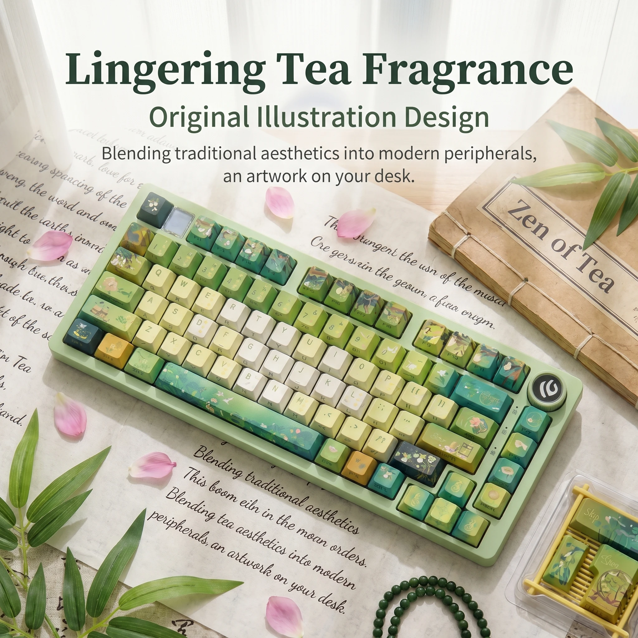 Kawaii Matcha Green Tea Cherry Profile Keycaps (120 Keys)