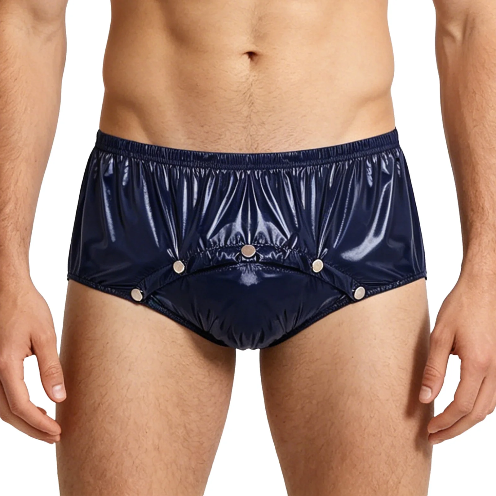 Mens Waterproof Anti-Leak Diaper Cover Front Pressing Button Openable Crotch Incontinence Underwear Adaptive Clothing Underpants