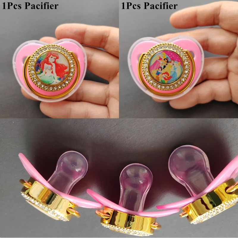 [1Pcs New Babe Girl Pacifier ] Disney Princesses Ariel Sleeping Beauty Elsa Cute Bebe Girl Sucking Luxury Pacifier Babes Feeding