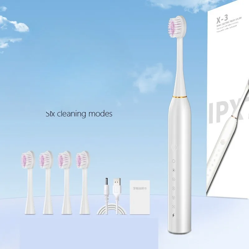 

Travel Case 2 Brush Heads Auto Cleaning Mode 3 Speed Settings Rechargeable Toothbrush Soft Bristles Waterproof Design