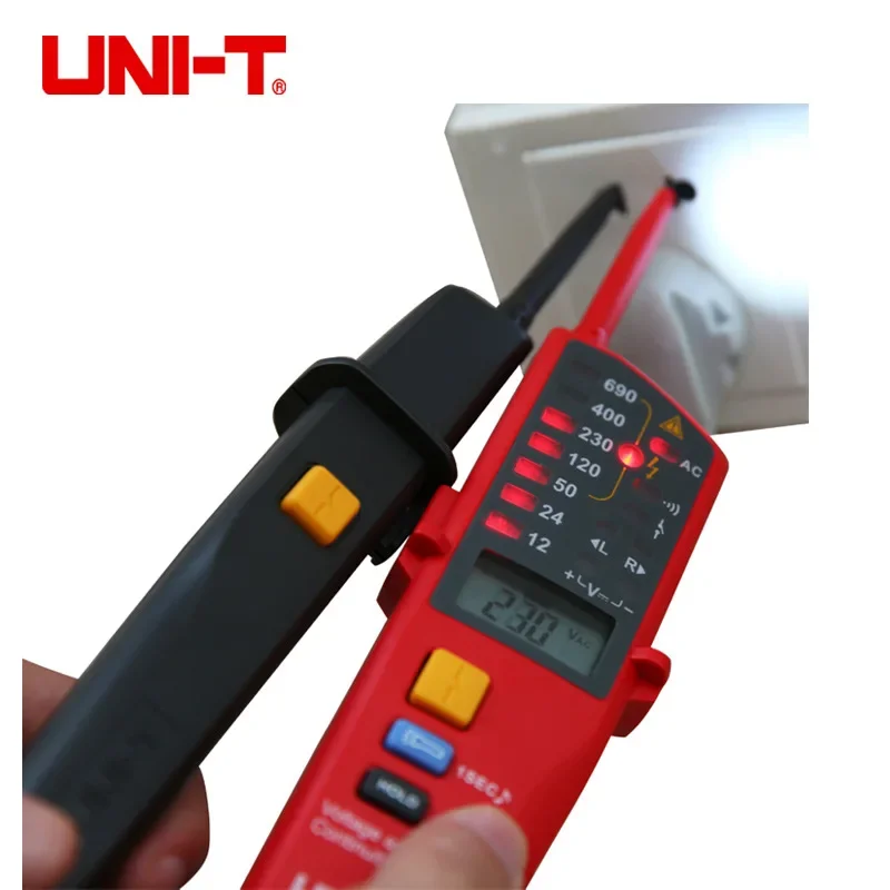 UNI-T UT18C UT18D woltomierz cyfrowy 690V AC detektor napięcie prądu stałego wyświetlacz LCD 3 fazy sekwencji Tester ciągłości