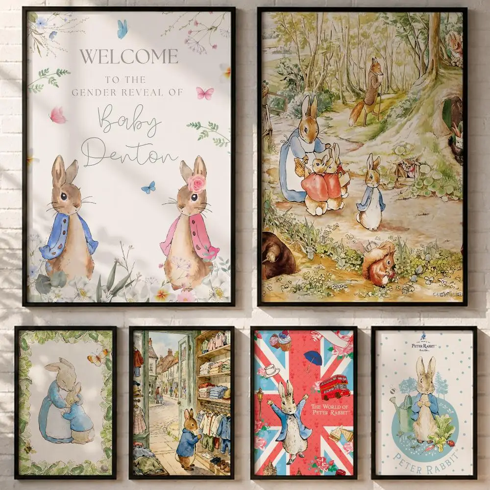 Peter Rabbit Cartoon Poster HD poster wall art self-stick no-residue for home cafe office great gift