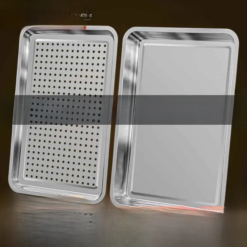 

Прямоугольный поднос для чая Ster Square из нержавеющей стали с отверстием, прямоугольный поднос, китайская обеденная посуда Diware