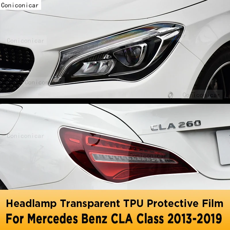

For Mercedes Benz CLA Class 2013-2019 Car Exterior Headlight Anti-scratch Front Lamp Transparent TPU Protective Film