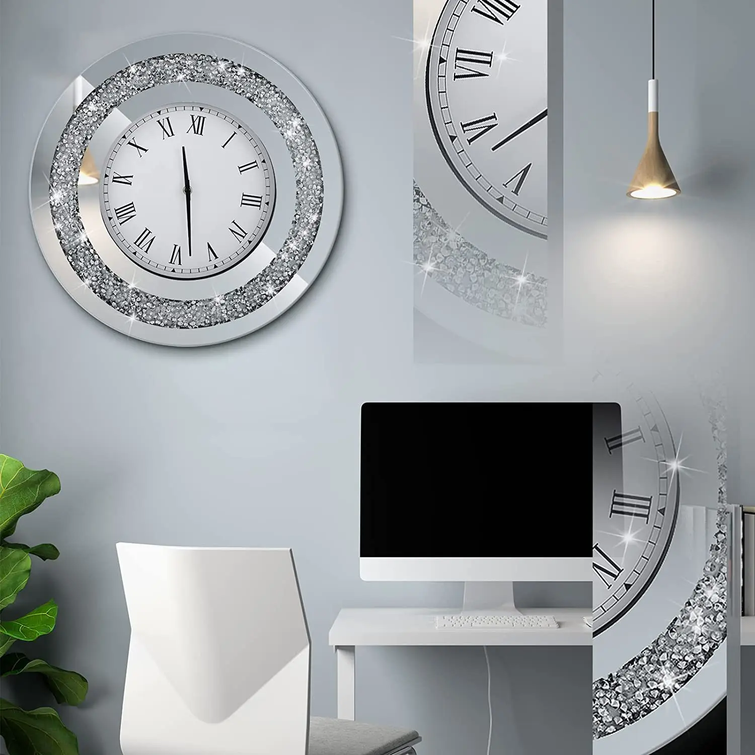 Luxury Wall Clock Nordic Diamond Silent Clock Living Room Creative Interior Wall Clocks Modern Home Decor Wall Decoration