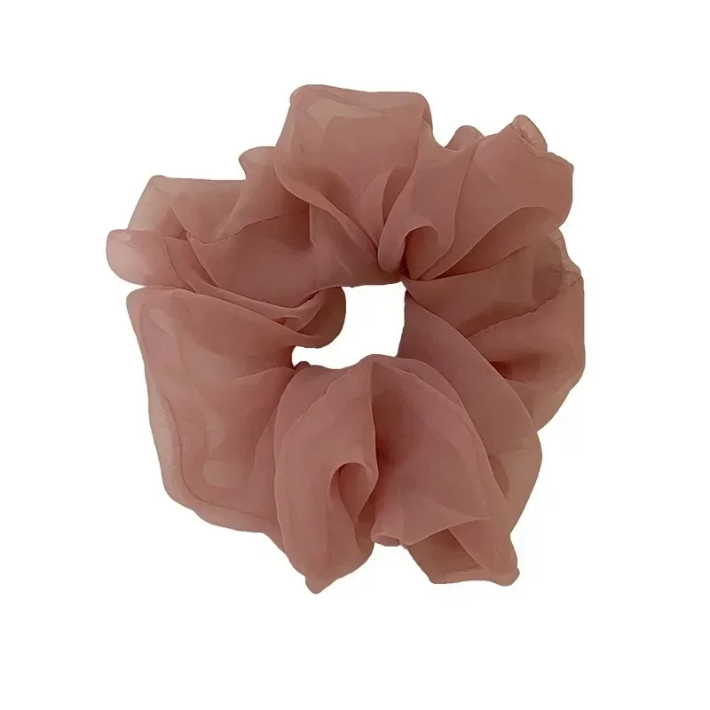 Woman Large Solid Color Chiffon Scrunchies Girls Sweet Rubber Band Lady Hair Accessories Hair Ties Ponytail Holders Ornaments