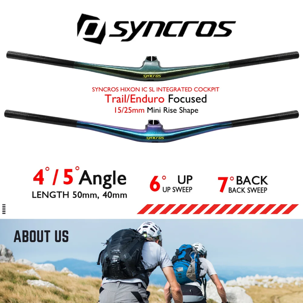 

SYNCROS 2025 Hixon IC SL Карбоновый интегрированный руль с кабиной Aero MTB Вынос велосипеда градиентного цвета, подъем 15/25 мм для гонок на выносливость