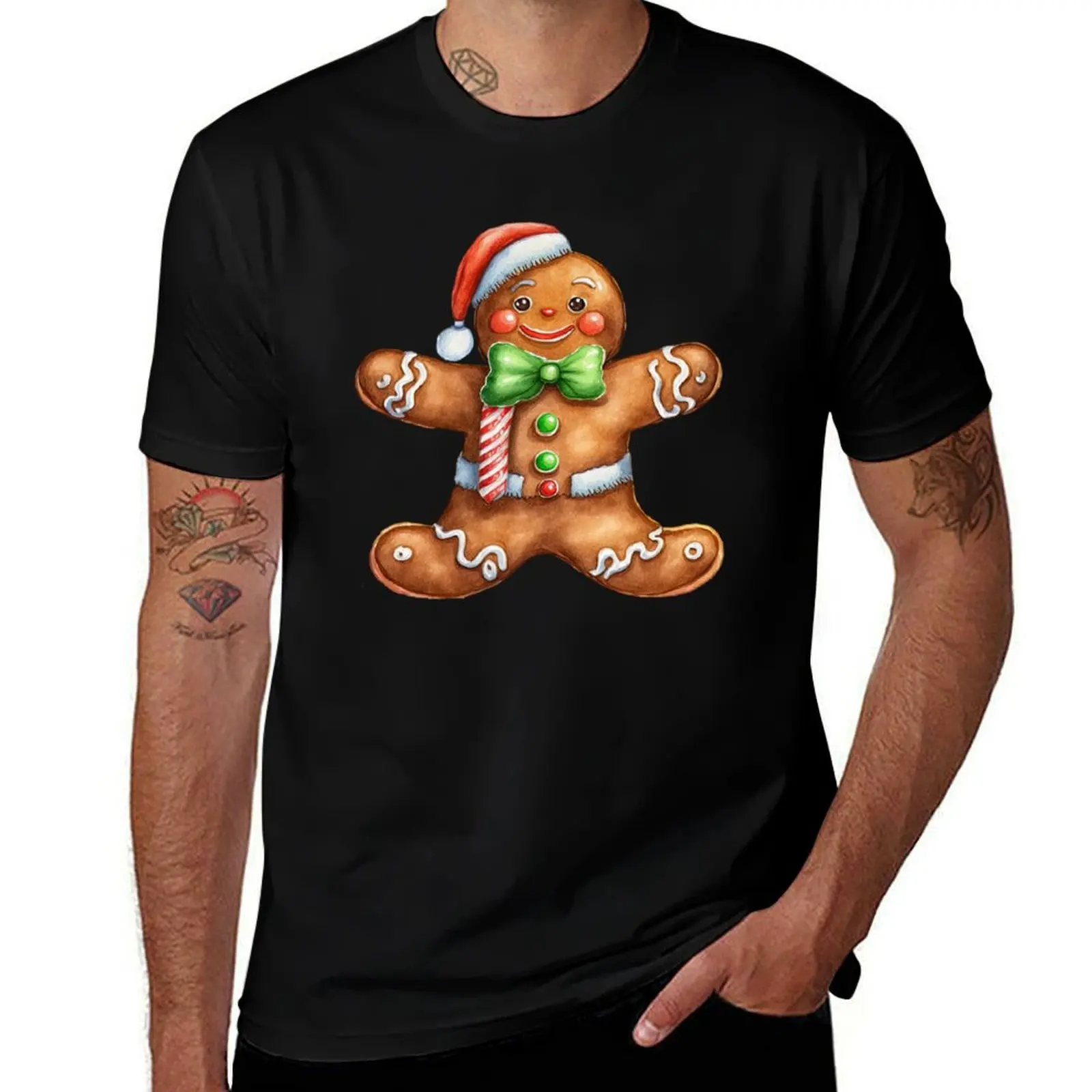 

Christmas Gingerbread Man T-Shirt anime stuff Man t-shirt valentines clothes anime figures shirts men graphic