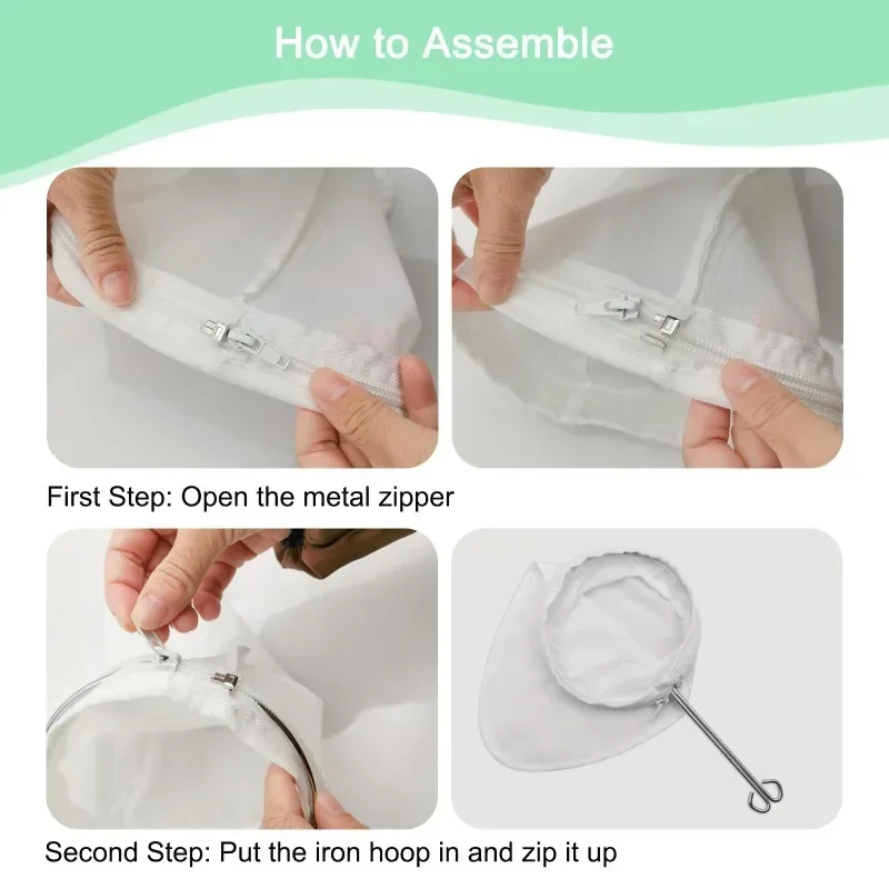 8 قطع من أكياس مصفاة شبكية دقيقة قابلة لإعادة الاستخدام مع مقبض من الفولاذ المقاوم للصدأ مصفاة طعام لقهوة حليب الجوز #5